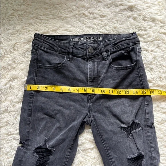 American Eagle Outfitters Charcoal Distressed Skinny Jeans - Picture 11 of 16